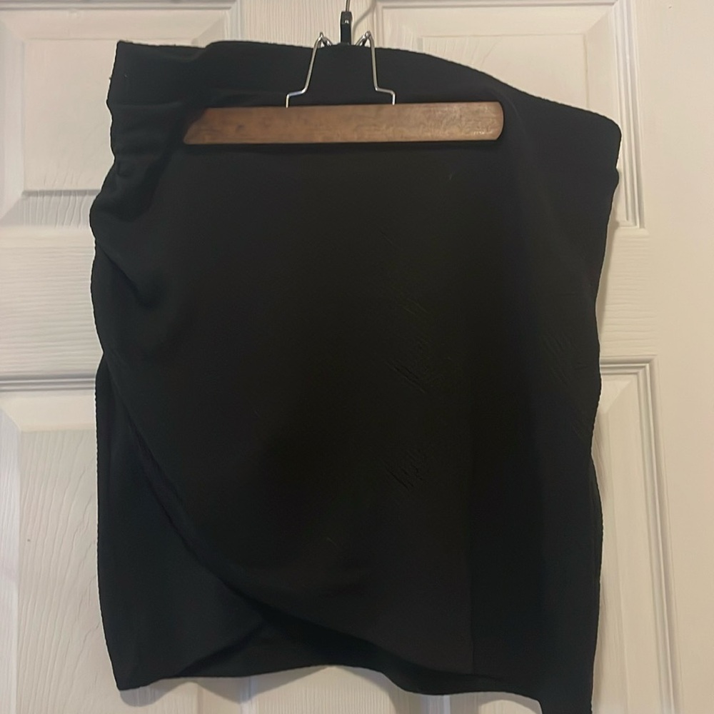 H&M black stretchy mini skirt with faux wrap